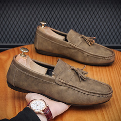 Men's Autumn New Arrival Leisure Lumpy Shoes, Velvety Retro Trend One-Piece Shoes for Driving Men