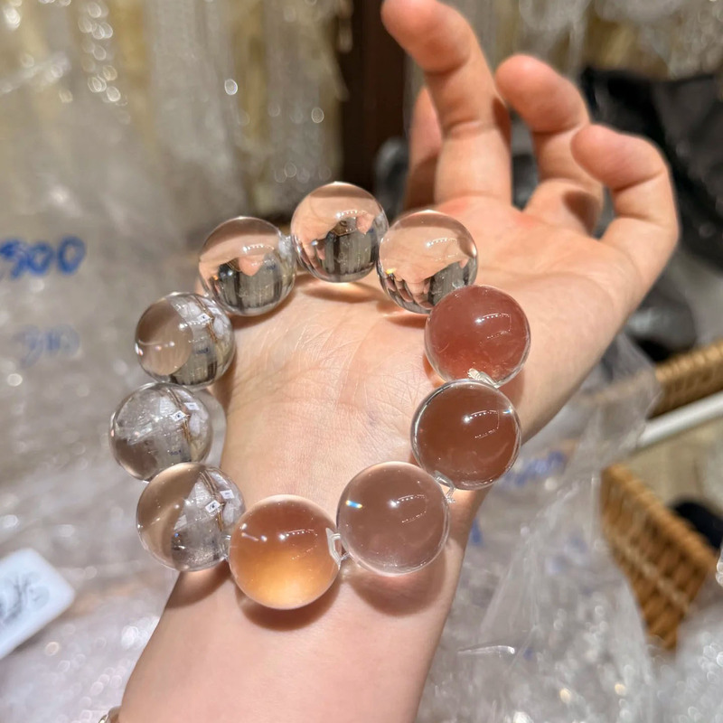 天然白水晶泡泡珠圆珠配件半成品未打孔可镶嵌diy项链耳钉吊坠女|undefined