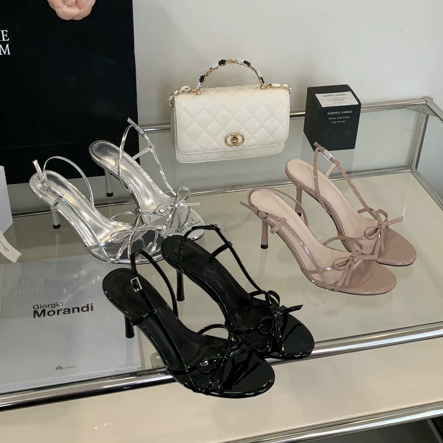 Женские летние босоножки на высоком каблуке с бантом, французский стиль, 1399-2~2025