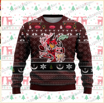 2024 venta caliente 3D impresión digital spot hombres casual todo-fósforo hombro de manga larga suéter suelto cuello redondo