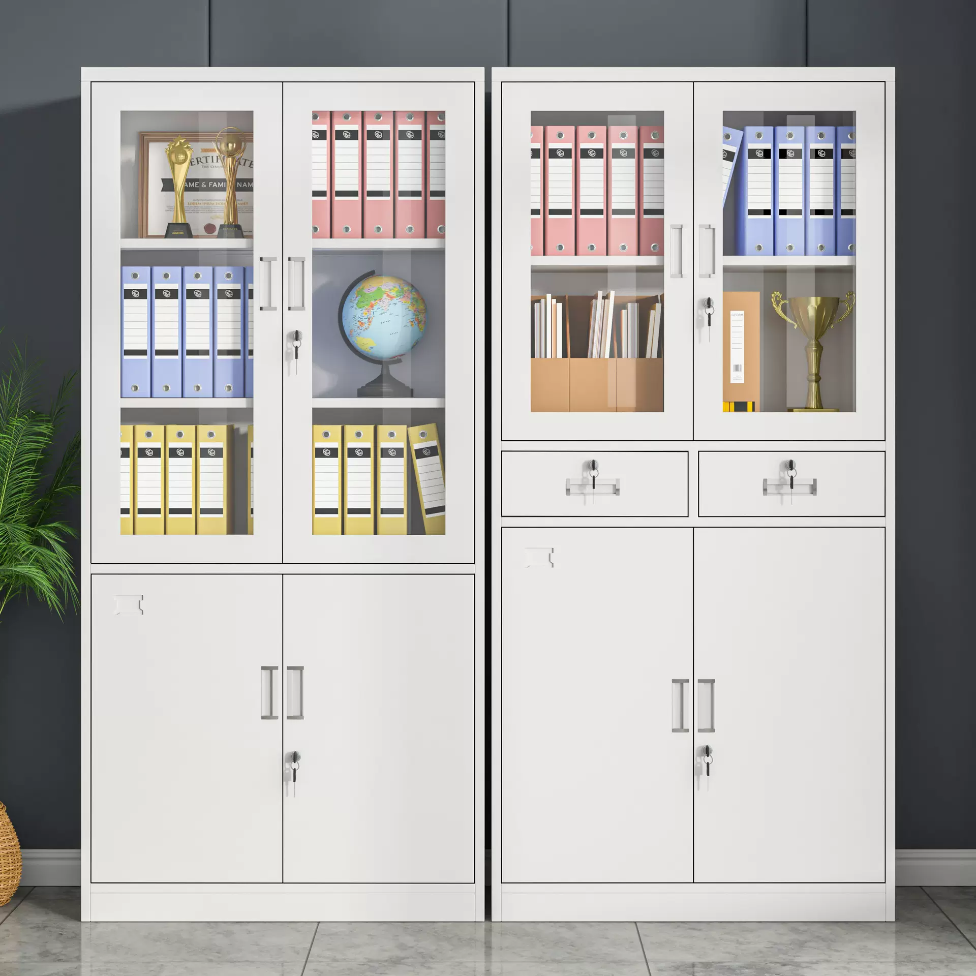 文件柜办公室资料收纳柜加厚档案柜带锁财务凭证柜储物柜矮柜厂家