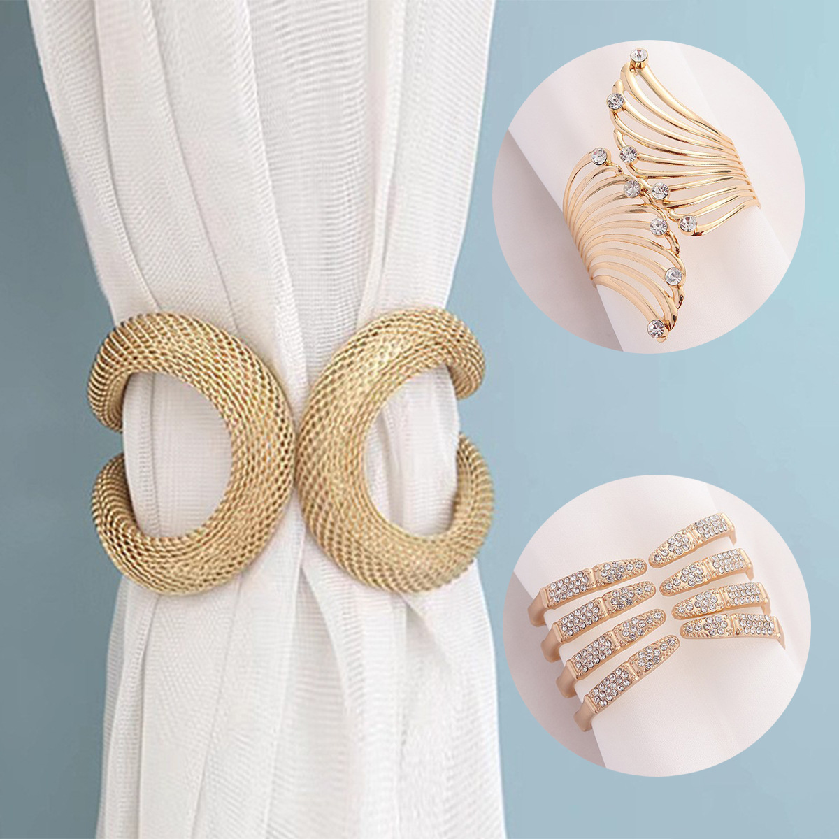 Hot-selling European American Fashion Metal Exaggerated Punk Double-sided Hollowed-out Diamond-studded Tiebacks And_voghion.com