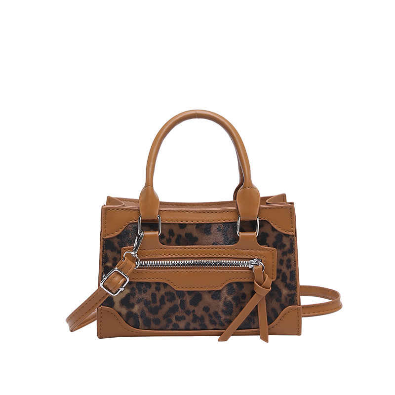 Bolso de hombro exterior simple textura casual primavera 2025 nueva moda coreana estampado leopardo bolso de mochila cuadrado