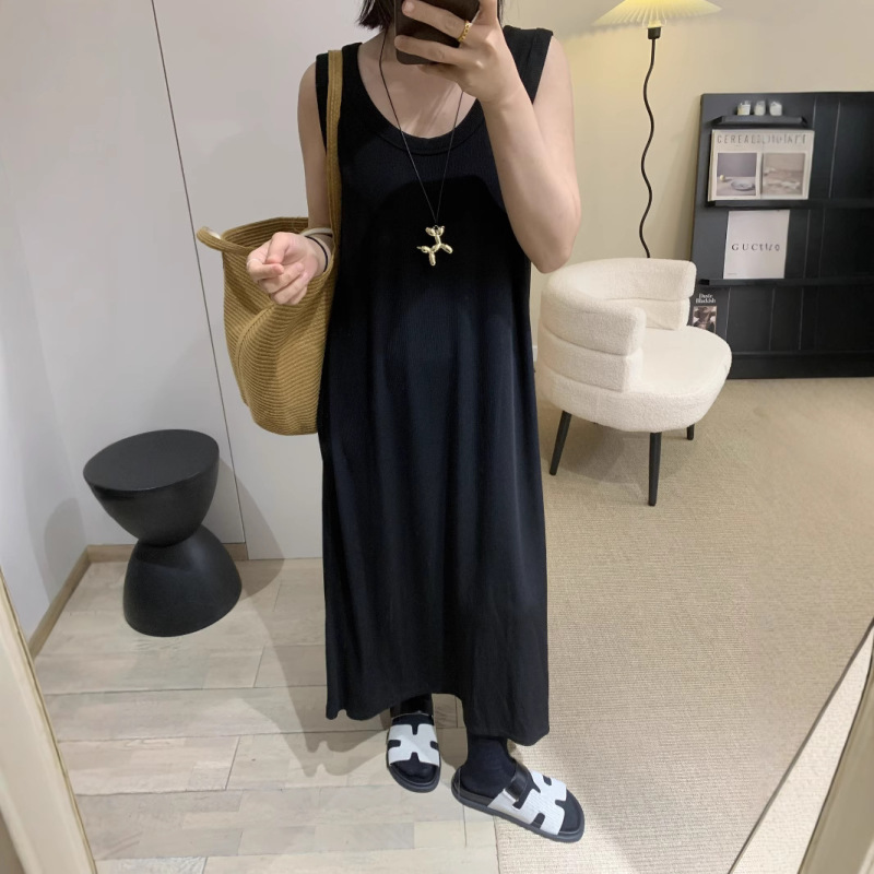 Giant Comfortable Spring and Summer New Texture Thread Sleeveless Vose Skirt dress Mid-length Base Skirt Slim-fit Loose