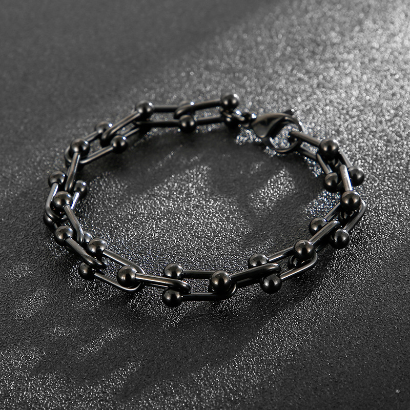 16g Weight PVD Coated Gold Plating Process 18K Real Gold Plated Plating Material Bracelets Classification 304 Stainless Steel Chain Material Daily Occasion 304 Stainless Steel Material U Shape Pattern Unisex Gender Fashion Style Waterproof Non Tarnish, Plating Craft Fashion U Shape Titanium Steel Bracelets Plating Stainless Steel Bracelets 2