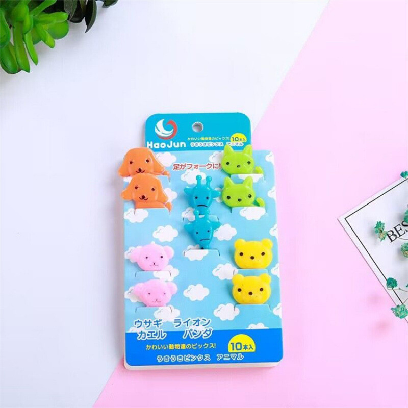 Japón hogar dibujos animados horquilla de fruta creativa para niños animales lindos horquilla de fruta de plástico set Bento stick