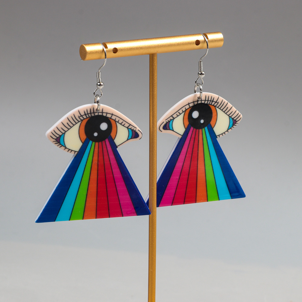 Pendientes colgantes de acrílico diseño ojo con estampado de colores, estilo punk – moda europea/americana. image 13