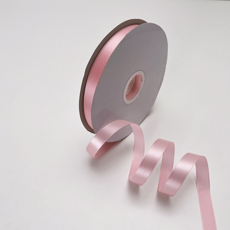 0,6-4CM de ancho rollo cinta rosa claro regalo al por mayor flores pastel de frutas embalaje cinturón de poliéster
