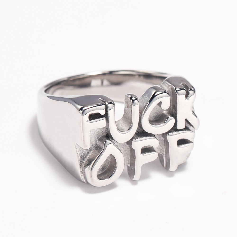 19g Weight Rings Classification 1 Piece Quantity Street Occasion Titanium Steel Material Letter Pattern Men's Gender Polishing Design Hip-Hop Style Hip-Hop Letter Titanium Steel Polishing Men's Rings 2