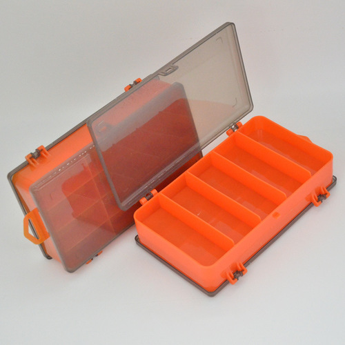 [Manufacturer wholesale] Five-color transparent plastic lure box lure fishing gear accessories tools double-sided thirteen grid bait box