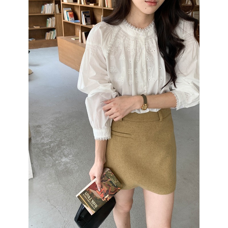3Th Morning Early Autumn New Style Southern French Style Heavy Embroidery Lace Collar Shirt Zy2687