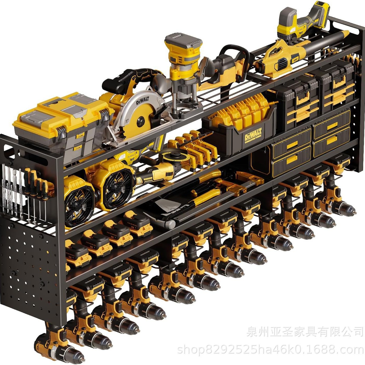 亚马逊工具四层十二壁挂式车库重型槽热销八槽十二槽收纳置物架
