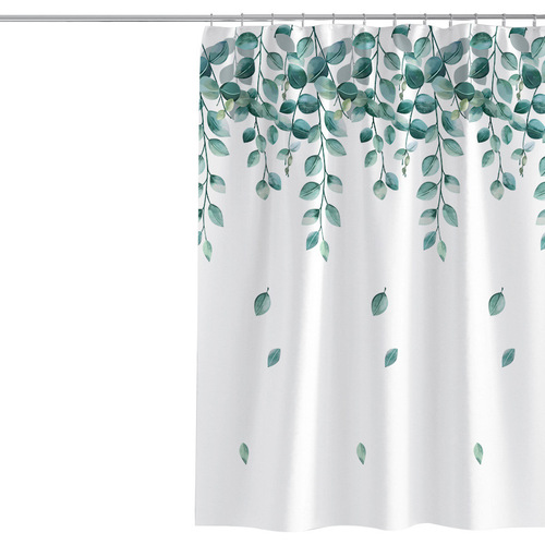Simple and fresh style household shower curtain, waterproof and thickened bathroom polyester shower curtain, machine washable shower curtain fabric