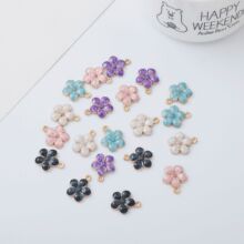 韩版合金樱花吊坠滴油配件清新风diy耳饰钥匙扣
