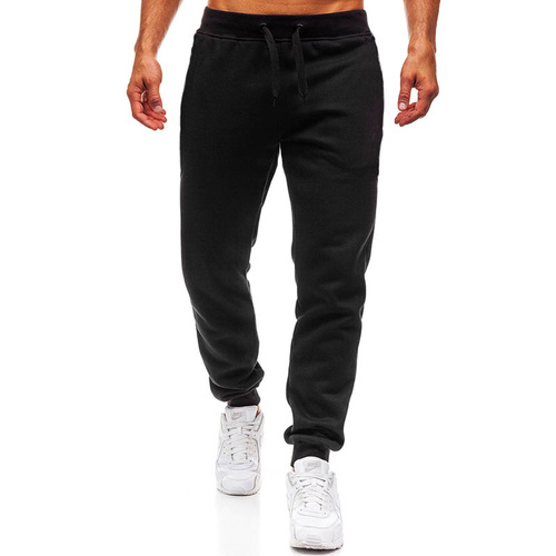 Men's Fitness Exercise Pants, Unisex Solid Fleece Loose-fitting Casual Pants, European and American Sports Long Pants