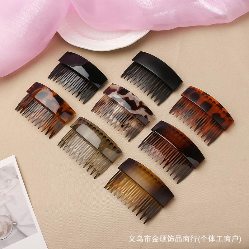 初秋美拉德色系豹纹款12齿高颅顶神器简约温柔倒插梳复古高级头饰|undefined