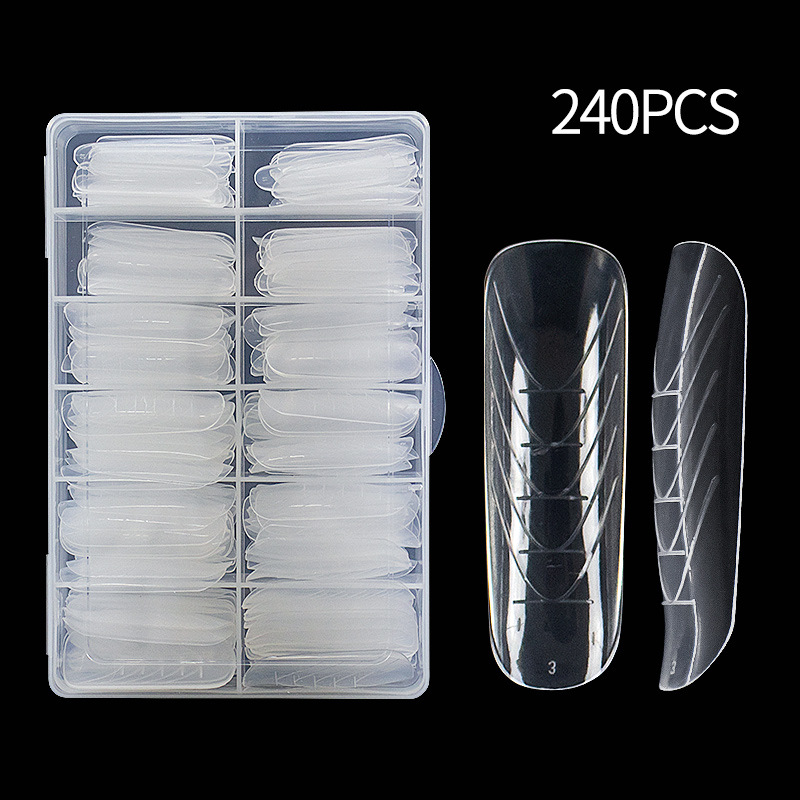 Molde de uñas auxiliar para extensión de uñas de cristal con escala, sin papel, puntas de uñas portátiles en caja para uso transfronterizo