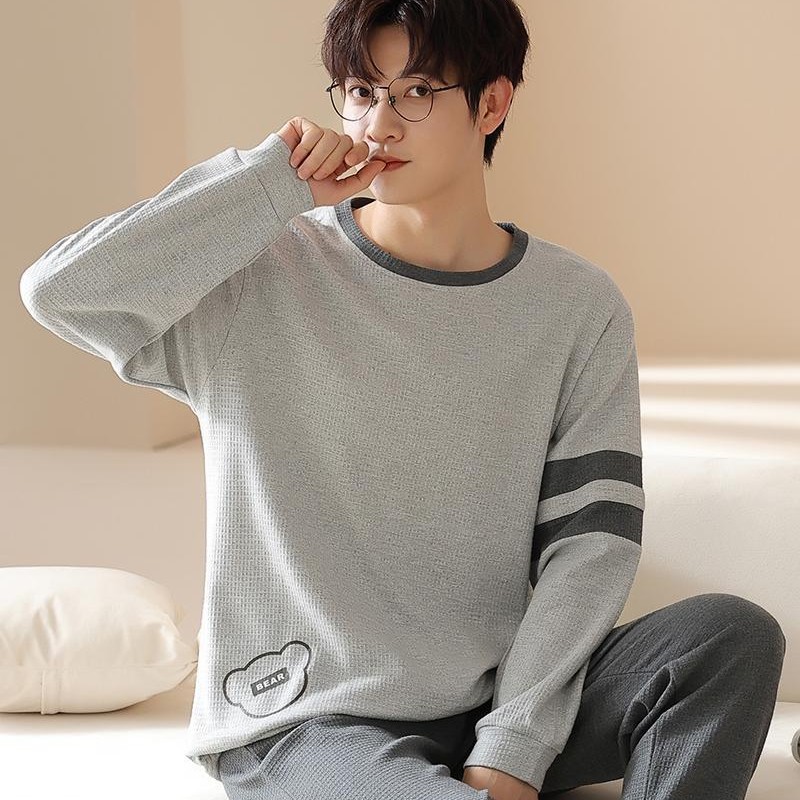 Aifenmen Men's Pajamas Men's Autum Pure Cotton Long-Sleeved 2025 New Suit Boys Casual Home Wear Autum and Winter