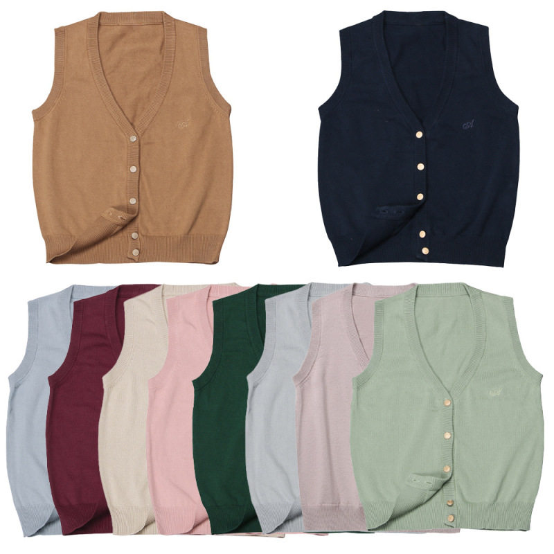Dharma Bully Original Jizhou Tea Hong Love College Japanese Student JK Knitted Sweater Vest Cardigan Sleeveless Thin