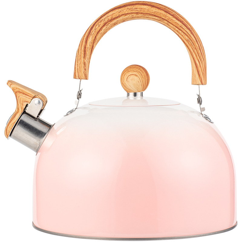 Hervidor de agua de silbato transfronterizo Gradiente rosa 3L botella de silbato plano al por mayor botella de silbato de acero inoxidable transfronterizo europea y americana