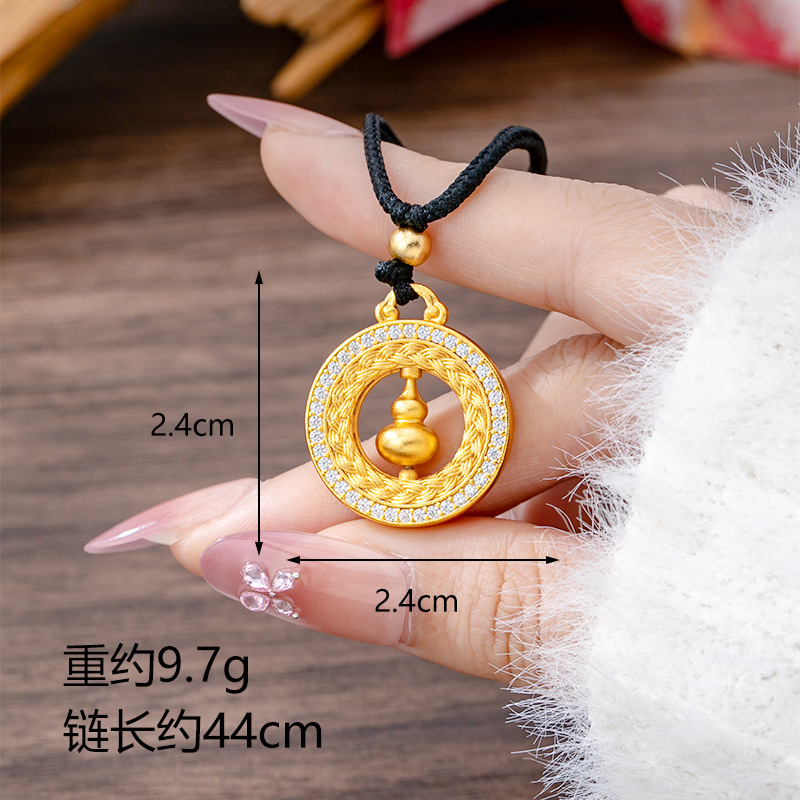 X4539 조롱박 목걸이 땋은 밧줄-블랙