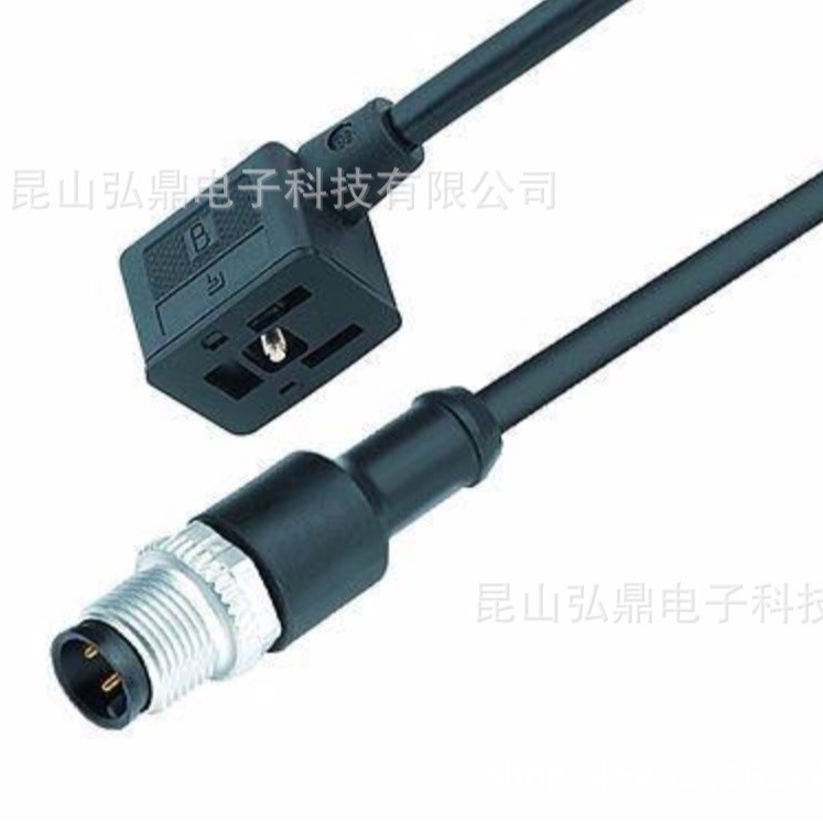 IP67防水防油一体成型式电磁阀插头线DIN43650 压力传感器插头线