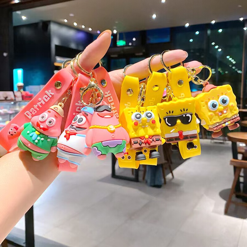 Cartoon Spongebob Keychain, Cute Pie Star Doll Pendant, Car Bag Key Chain, Exquisite Small Gift