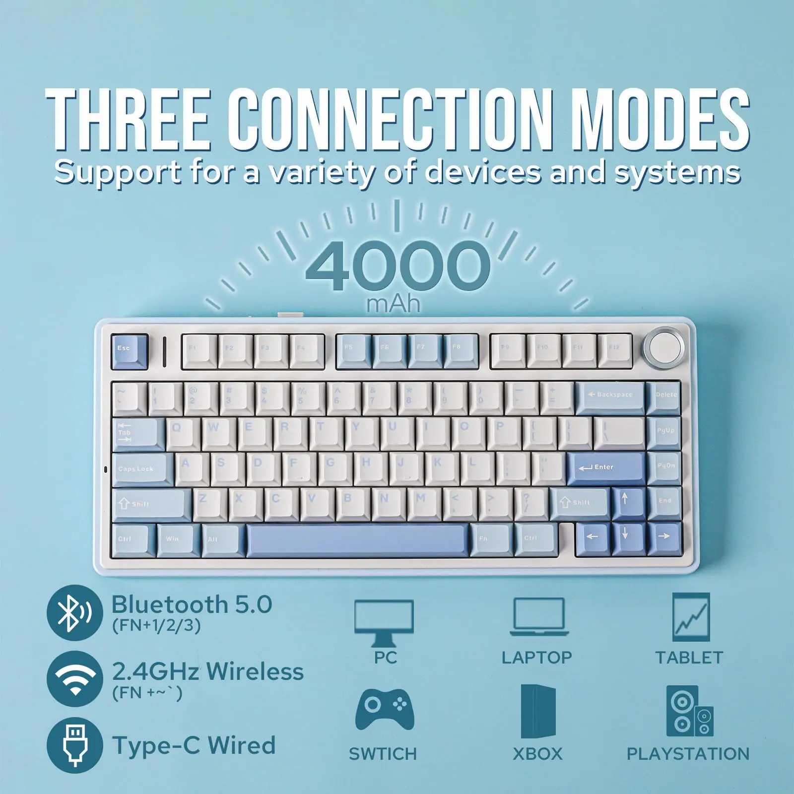 AULA Tarantula F75 estructura de junta de teclado mecánico personalizada tecla completa intercambiable en caliente inalámbrico de tres modos Bluetooth MAX