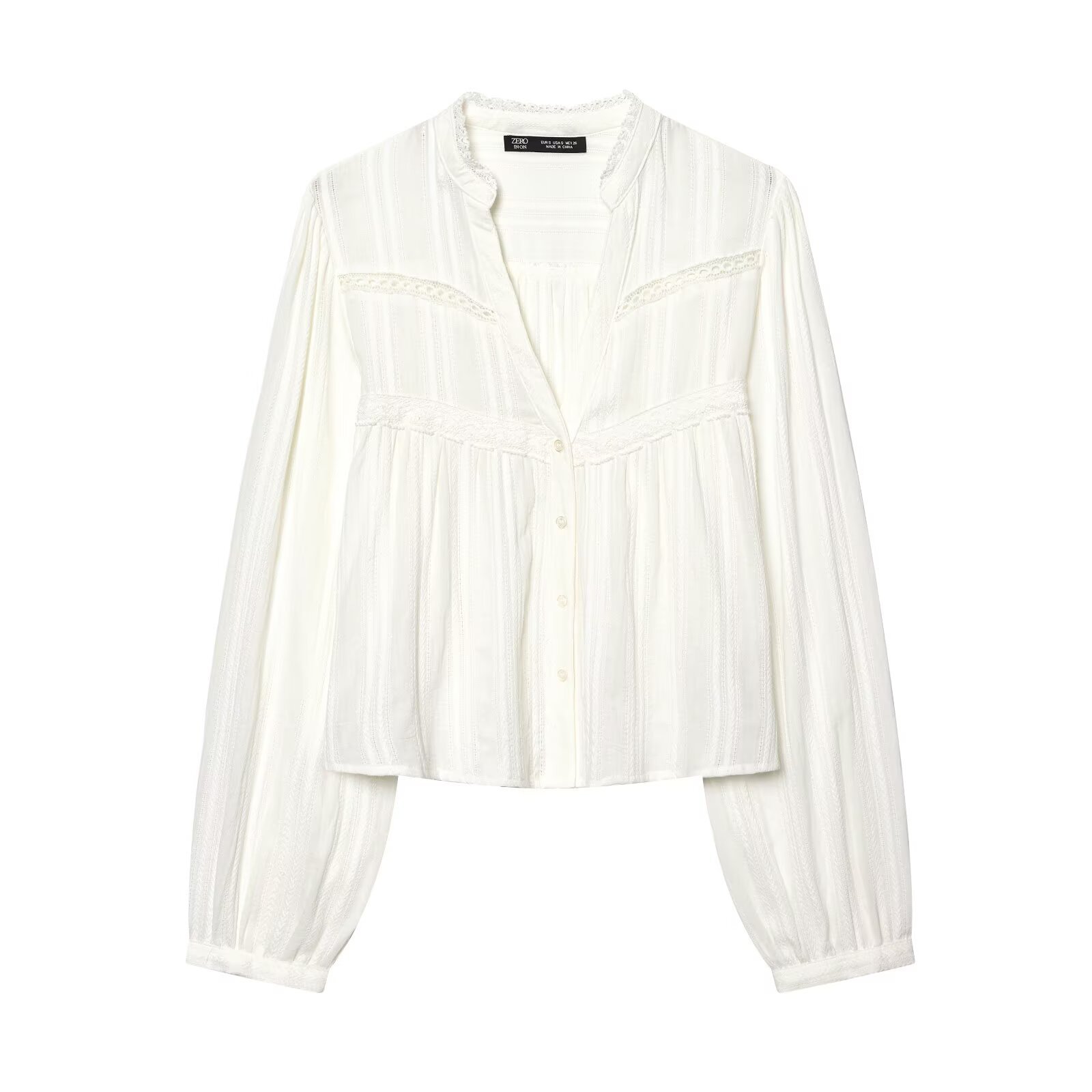 Women's Clothing Women's V Neck Short Shirt Fashion Lace Trimmed Long Sleeved Top Summer For Formal & Casual For Women_ecoleips.com