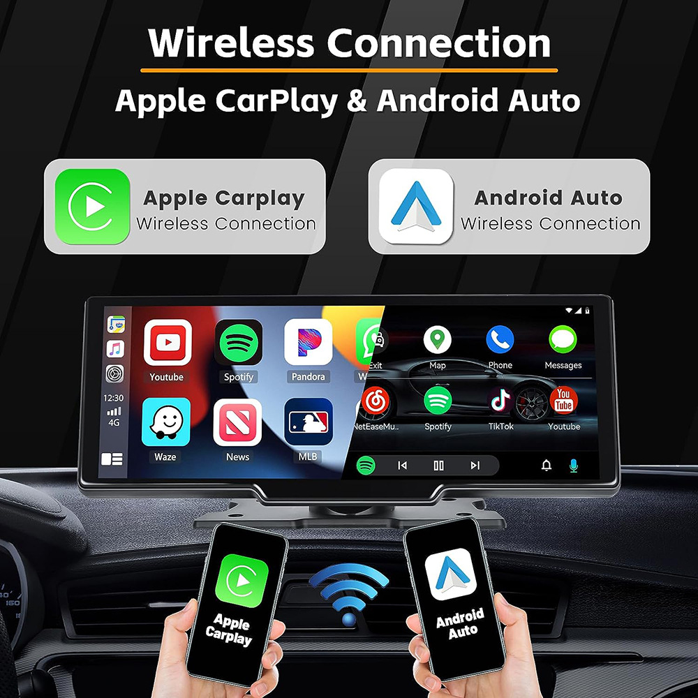 Cross-mirror e-commerce foreign trade 10.26 inch central control wireless Carplay Android Auto car smart screen Bluetooth car