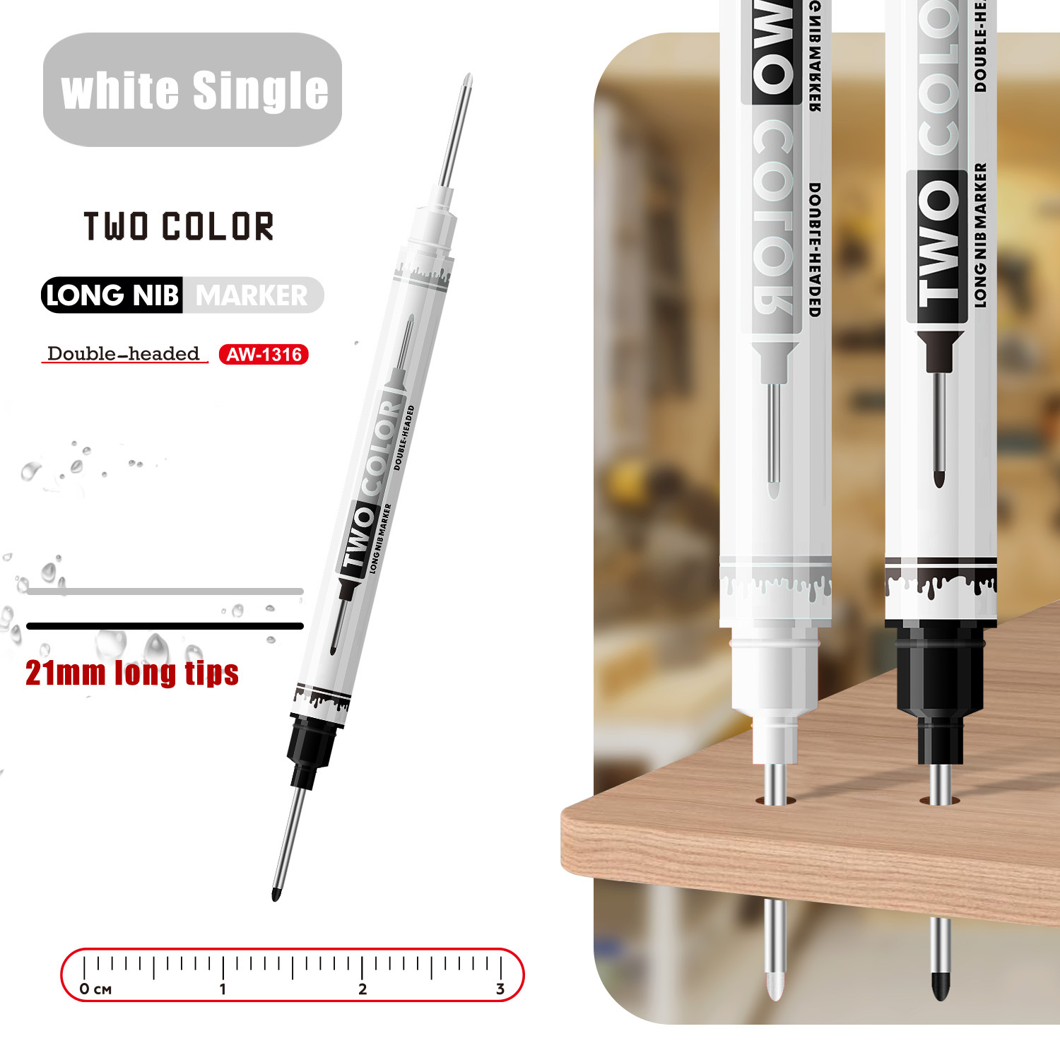 Doble cabeza larga marcador de carpintería aceite perforación línea de trazo impermeable no decoloración alargar el pincel de trazo manual al por mayor