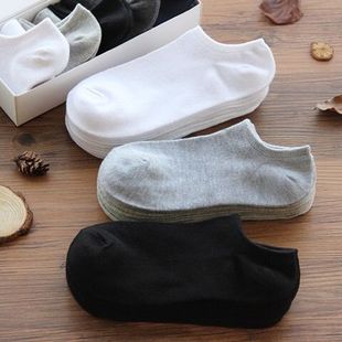 Summer socks thin breathable sweat-absorbent deodorant black and white gray solid color simple four seasons universal men's short boat socks women
