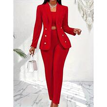 D 33487 Fashion Button Blazer Set ʱ��Ŧ����װ���¿�ŷ��