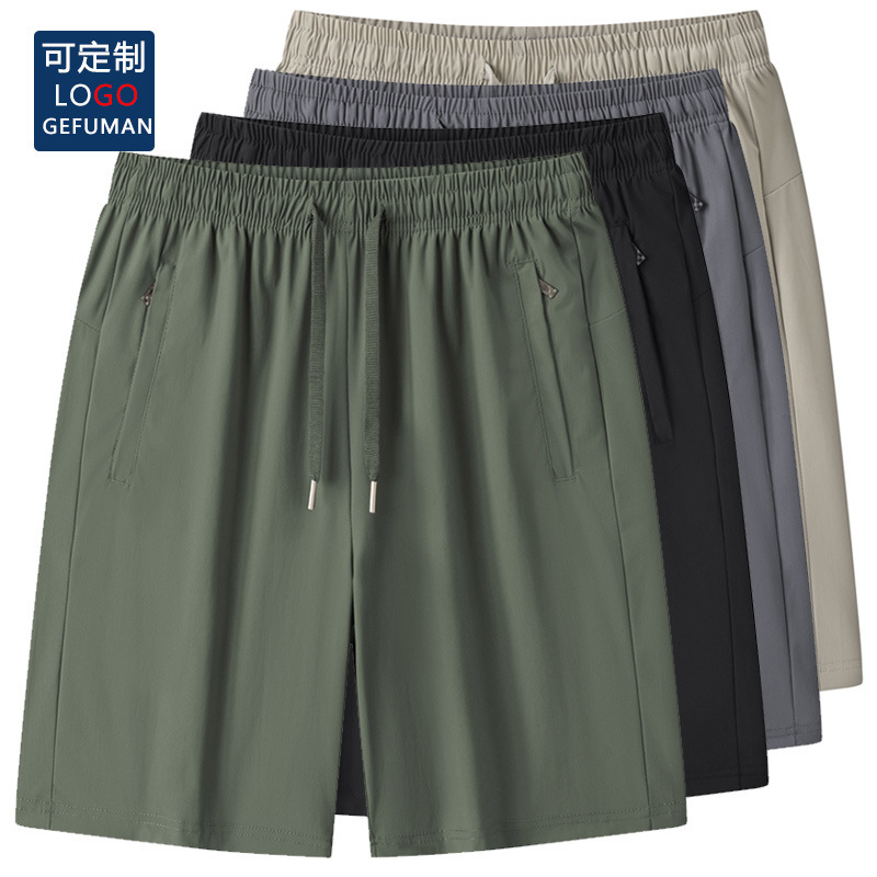 6199 Summer Men's Large Size Ice Silk Shorts, Five-Point Pants, Men's Striped Nylon Spandex Cool Fabric, Can Print Logo 6199 Summer Men's Large Size Ice Silk Shorts, Five-Point Pants, Men's Striped Nylon Spandex Cool Fabric, Can Print Logo