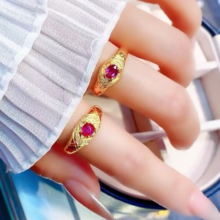 Fubei Diamond Jewelry 18K Gold Inlaid Ruby ​​Ring Pigeon Blood Red Diamond with Main Stone 0.6 Carat