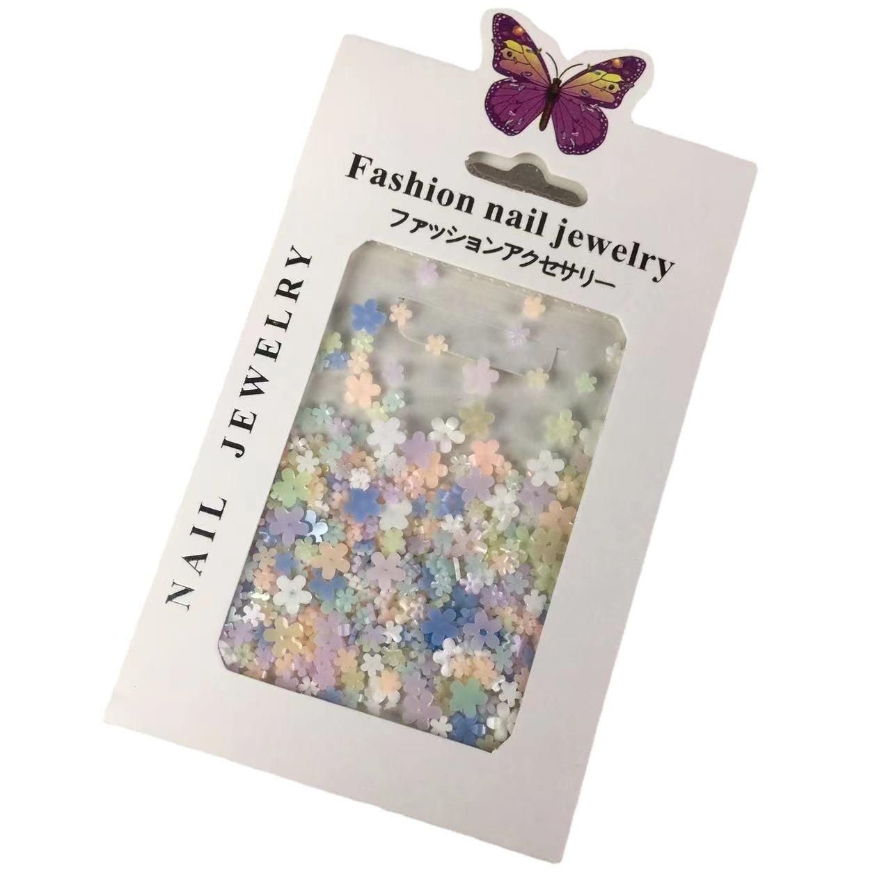 Resina de uñas joyas de flores que cambian de luz pequeña flor de cinco pétalos Flor de color claro decoraciones mixtas cuentas de acero Perla pequeña flor