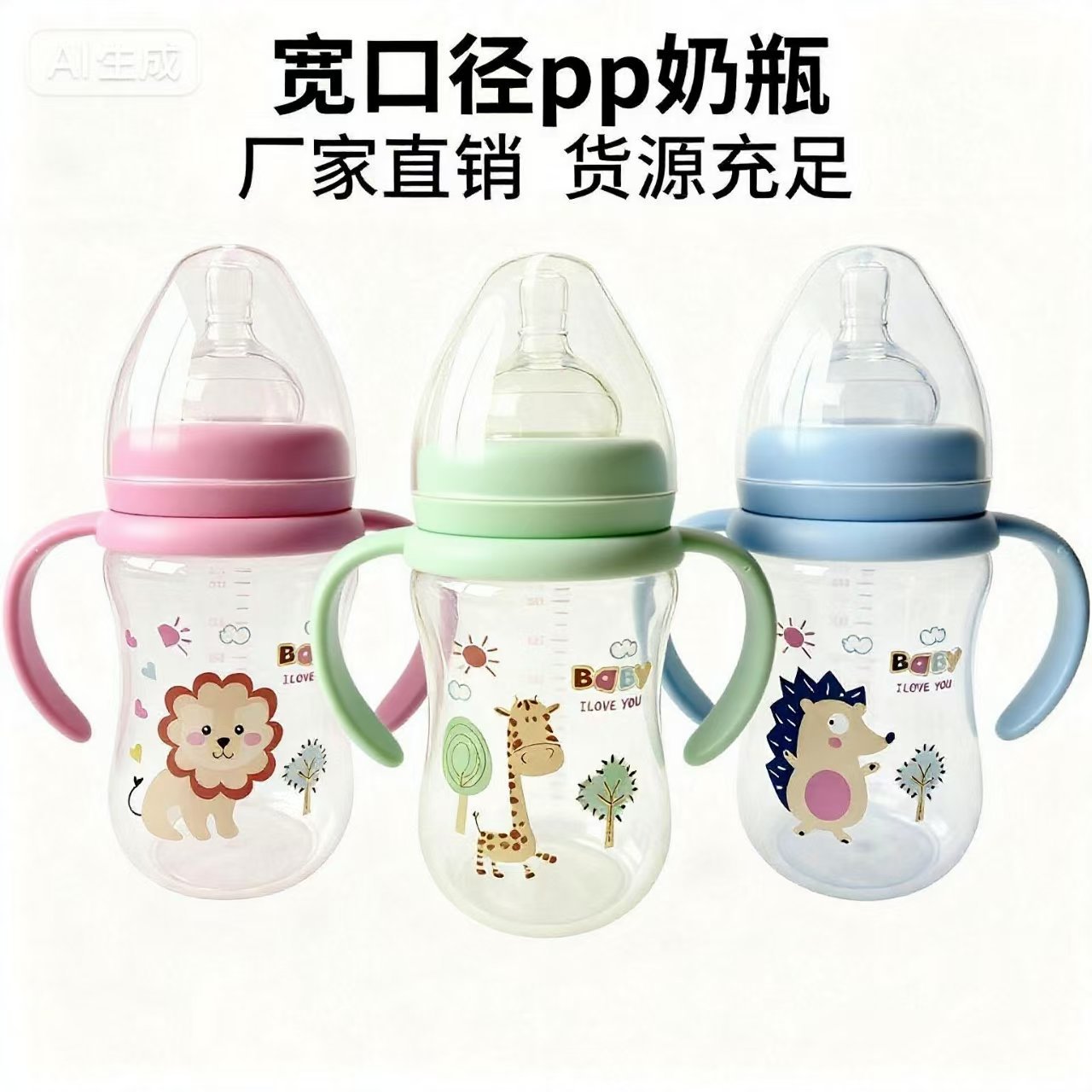 English Boxed Baby Bottle Baby Bottle Kidsren's Pp Bottle Wide Diameter Bottle Anti-Fall Anti-Flatulence Bottle