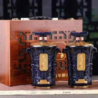 Керамическая бутылка вина Цзиндэчжэнь 1.0kg Упаковка Huaxia Qianqiu ретро банка вина античная креативная декоративная бутылка белого вина пустая бутылка вина
