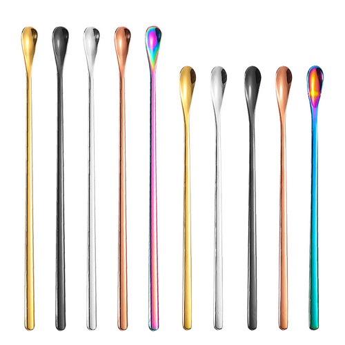 Long handle spoon 304 stainless steel stirring spoon Japanese ice spoon coffee spoon milk tea honey stirring stick bar spoon