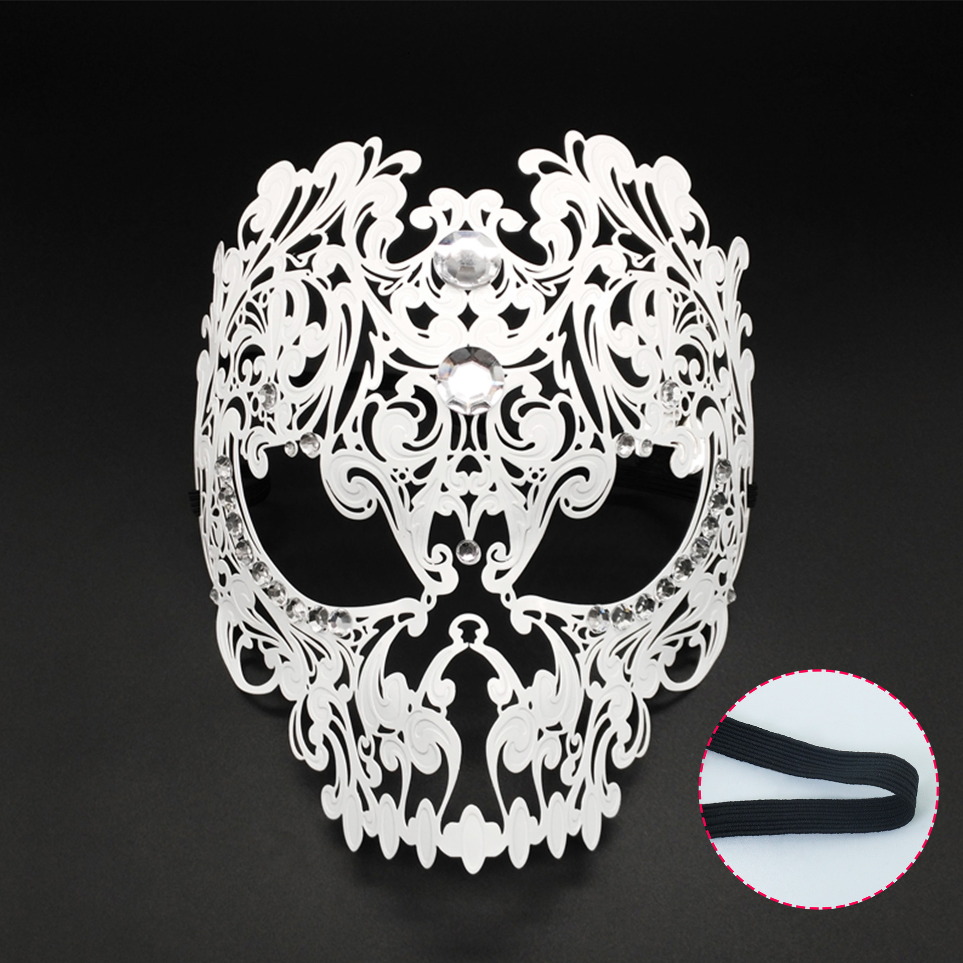 Transfronterizos para máscaras de diamantes de hierro forjado, máscaras de perforación de punto para hombres, máscaras de baile de maquillaje para adultos, máscaras de metal de carnaval