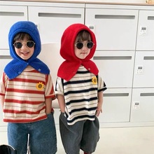 ins风儿童毛线针织帽春季新款婴儿护耳帽春秋纯色男女宝宝防风帽