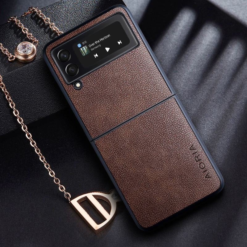 Suitable for [Samsung] Galaxy Z Flip 3 Mobile Phone Protective Case Simple and Detailed Leather Pattern Mobile Phone Case