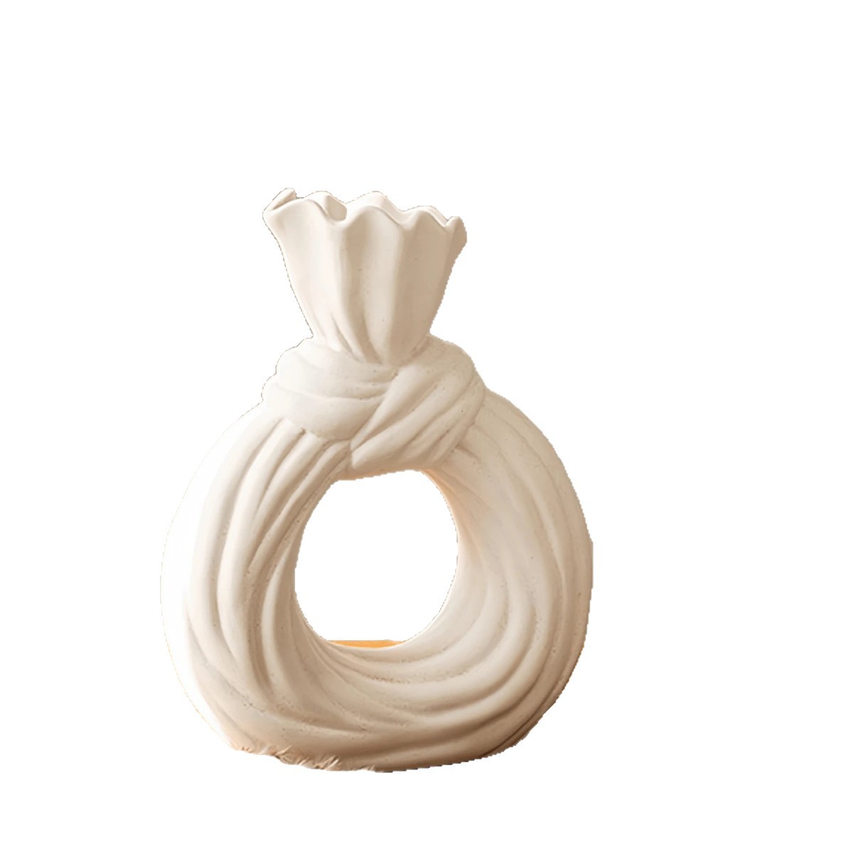 Florero moderno y simple en forma de nudo en forma de círculo, jarrón decorativo de encimera de material de resina disponible en cuatro estaciones
