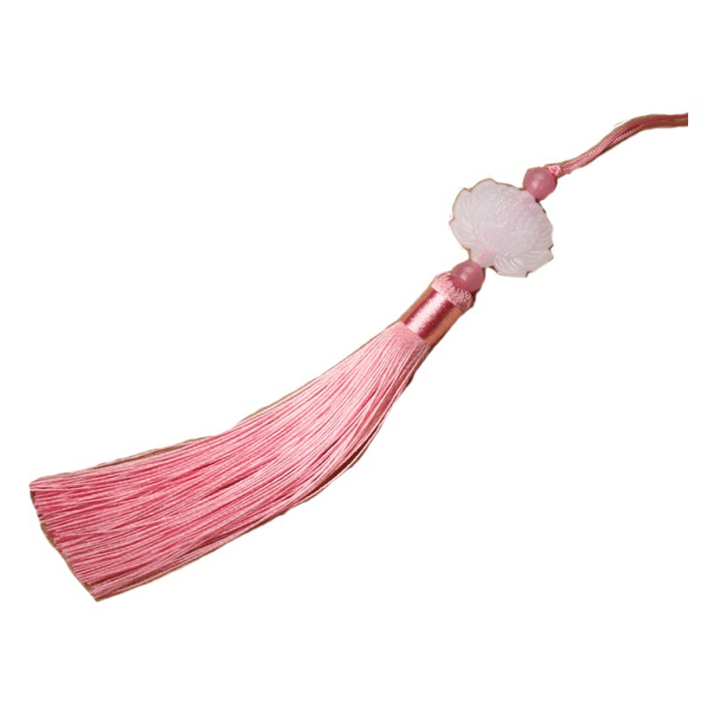 White Jade Lotus Tassel Fringe Fans Hanging Spikes Mid-Autumn Lantern Pendant Pendant Handmade Accessories Pendant Large Price Excellent