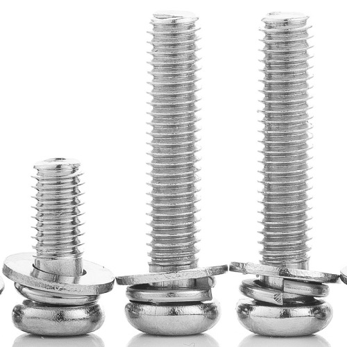 Nickel-plated spherical round head three-combination screw cross-recessed small pan head flat spring washer three-combination screw M3/M4/M5