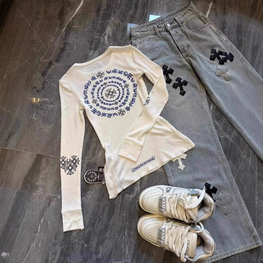 Горячая девушка ветер крест санскрит с круглым вырезом с длинным рукавом футболка женская эластичная и дикая нижняя рубашка