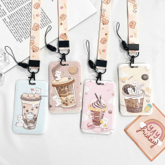 Plastic slider cute bunny cartoon card holder student access card ID card IC card protective cover foreign trade wholesale