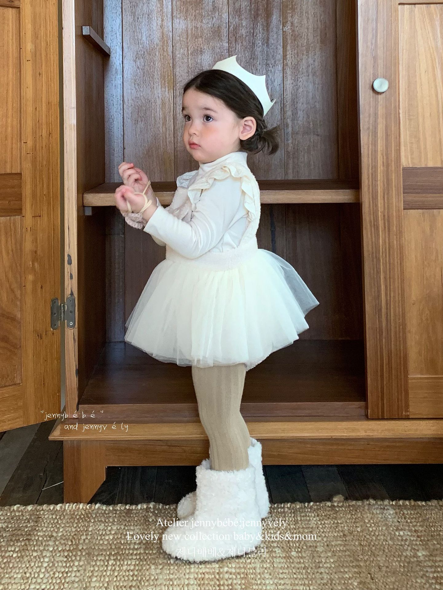 baby autumn and winter new type baby girl ballet style mesh romper cute lamb fur princess baby‘s gown strap onesie