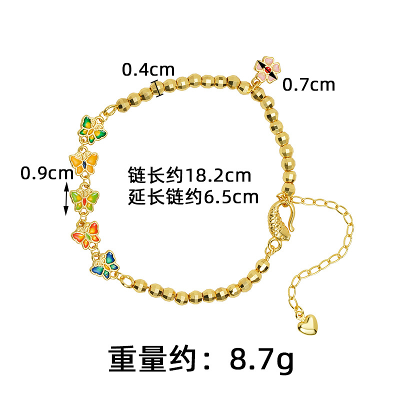 Nuevo estilo chino de oro de arena de Vietnam joyería de mano de palacio goteo de aceite de mariposa pulsera femenina al por mayor joyería de alta calidad