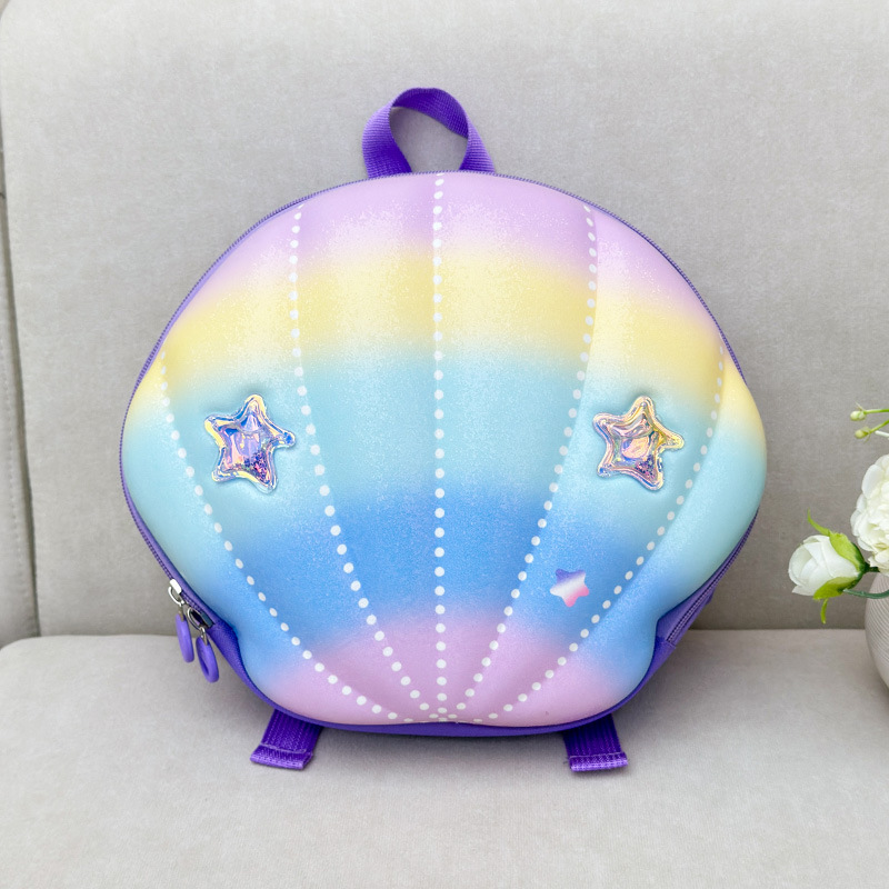 Nueva mochila de ocio para niños conchas arco iris mochila de jardín de infantes ligera impermeable de gran capacidad mochila para hombres y mujeres